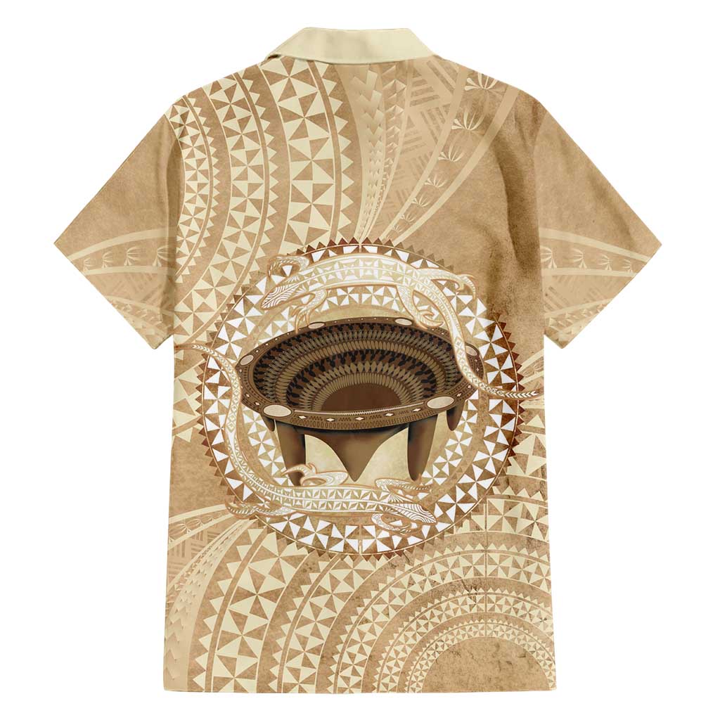 Tonga Skink Kava Bowl Hawaiian Shirt Vintage Tongan Ngatu Pattern