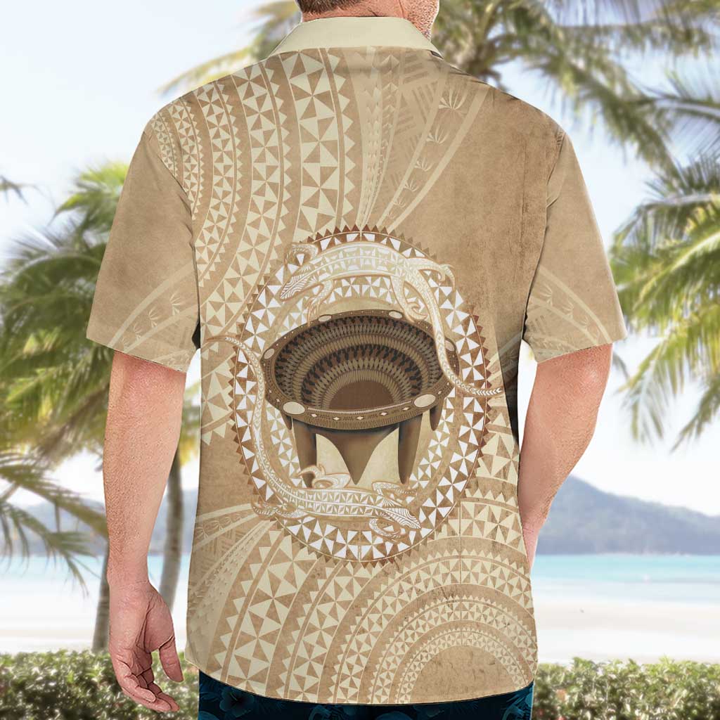 Tonga Skink Kava Bowl Hawaiian Shirt Vintage Tongan Ngatu Pattern