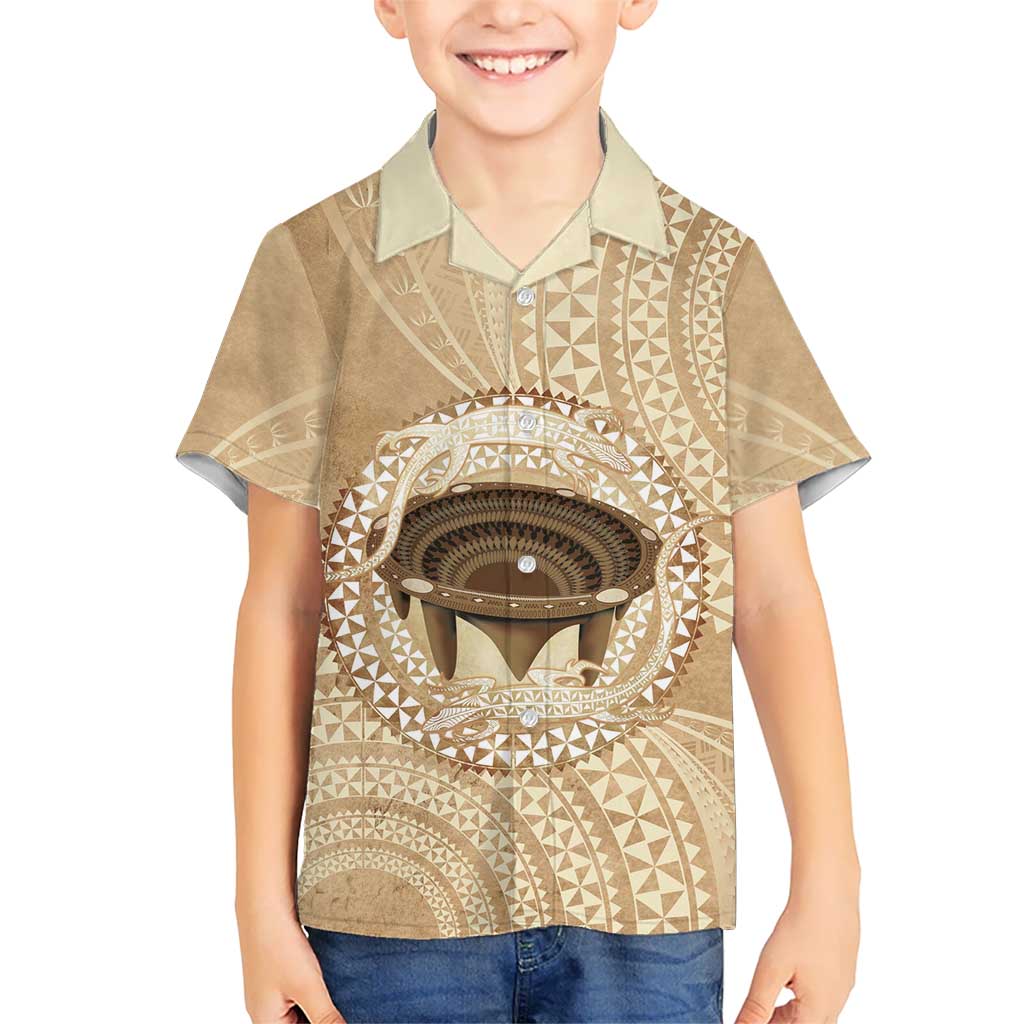 Tonga Skink Kava Bowl Hawaiian Shirt Vintage Tongan Ngatu Pattern