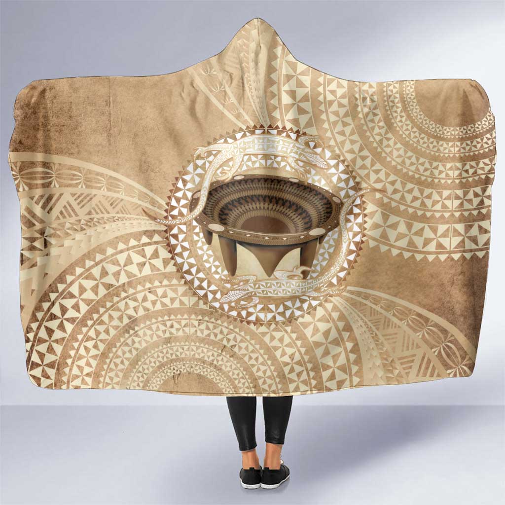Tonga Skink Kava Bowl Hooded Blanket Vintage Tongan Ngatu Pattern LT14 One Size Brown - Polynesian Pride