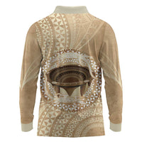 Tonga Skink Kava Bowl Long Sleeve Polo Shirt Vintage Tongan Ngatu Pattern LT14 - Polynesian Pride