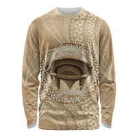 Tonga Skink Kava Bowl Long Sleeve Shirt Vintage Tongan Ngatu Pattern