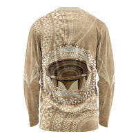 Tonga Skink Kava Bowl Long Sleeve Shirt Vintage Tongan Ngatu Pattern