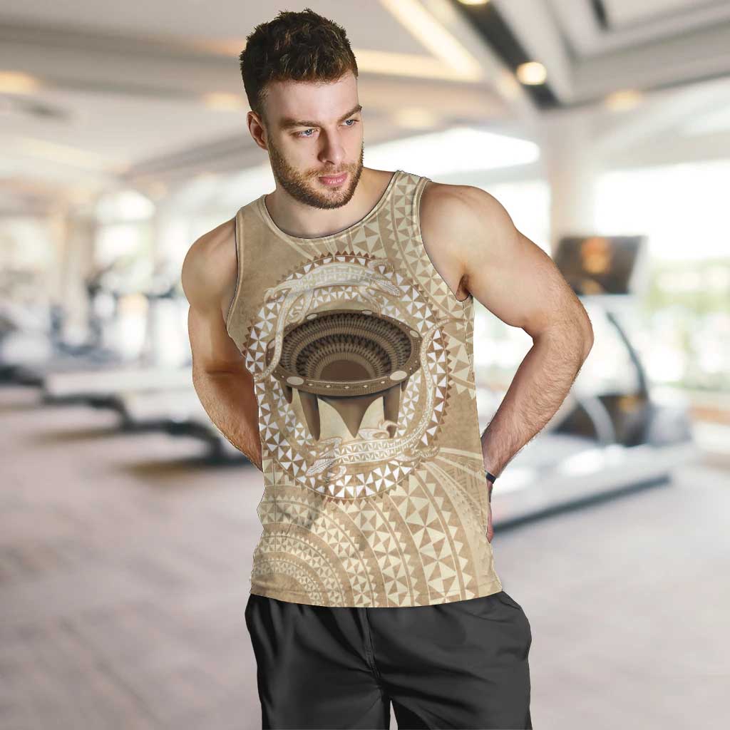 Tonga Skink Kava Bowl Men Tank Top Vintage Tongan Ngatu Pattern LT14 Brown - Polynesian Pride
