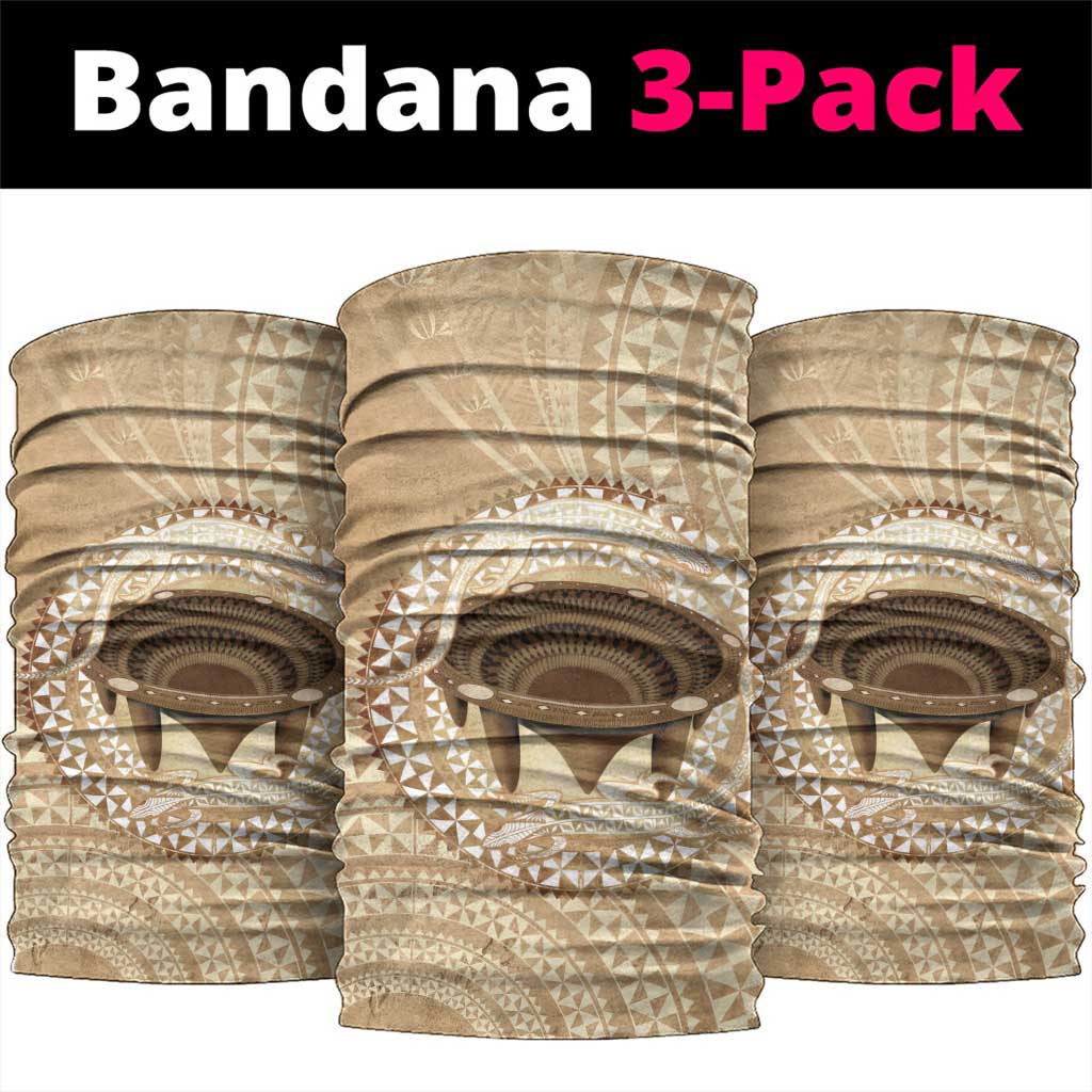 Tonga Skink Kava Bowl Neck Gaiter Vintage Tongan Ngatu Pattern LT14 package One Size: 25*50cm Brown - Polynesian Pride