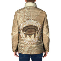 Tonga Skink Kava Bowl Padded Jacket Vintage Tongan Ngatu Pattern LT14 - Polynesian Pride