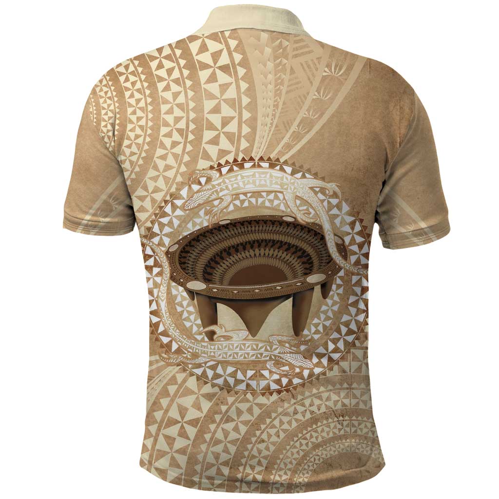 Tonga Skink Kava Bowl Polo Shirt Vintage Tongan Ngatu Pattern LT14 - Polynesian Pride