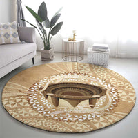 Tonga Skink Kava Bowl Round Carpet Vintage Tongan Ngatu Pattern LT14 - Polynesian Pride