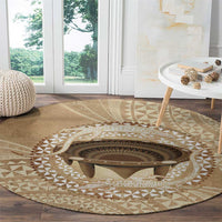 Tonga Skink Kava Bowl Round Carpet Vintage Tongan Ngatu Pattern LT14 - Polynesian Pride