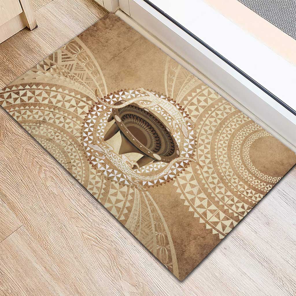 Tonga Skink Kava Bowl Rubber Doormat Vintage Tongan Ngatu Pattern LT14 - Polynesian Pride