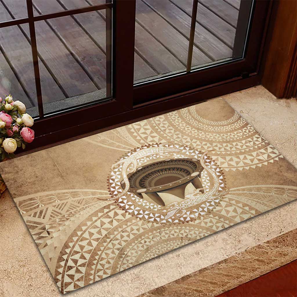 Tonga Skink Kava Bowl Rubber Doormat Vintage Tongan Ngatu Pattern LT14 - Polynesian Pride