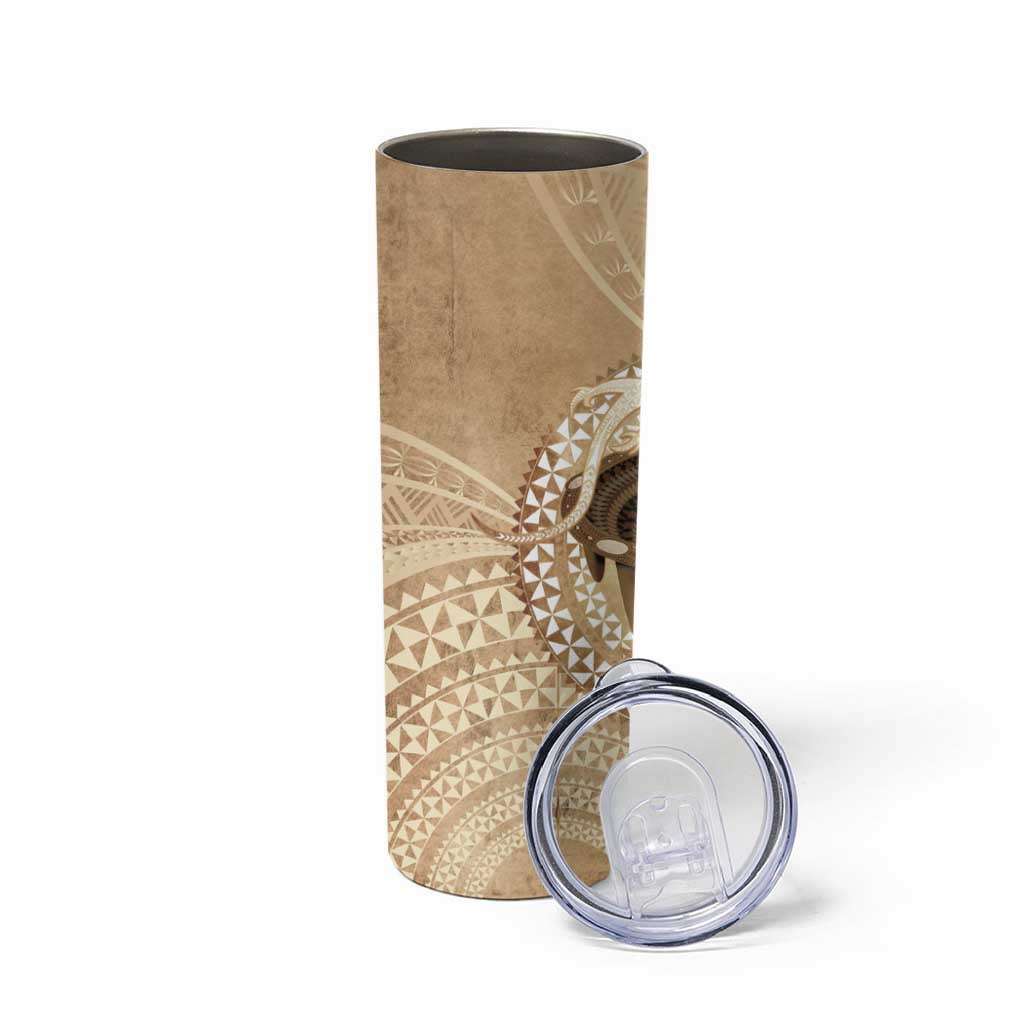 Tonga Skink Kava Bowl Skinny Tumbler Vintage Tongan Ngatu Pattern LT14 - Polynesian Pride