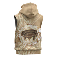 Tonga Skink Kava Bowl Sleeveless Hoodie Vintage Tongan Ngatu Pattern LT14 - Polynesian Pride