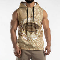 Tonga Skink Kava Bowl Sleeveless Hoodie Vintage Tongan Ngatu Pattern LT14 - Polynesian Pride
