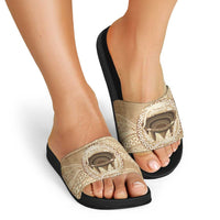 Tonga Skink Kava Bowl Slide Sandals Vintage Tongan Ngatu Pattern LT14 - Polynesian Pride