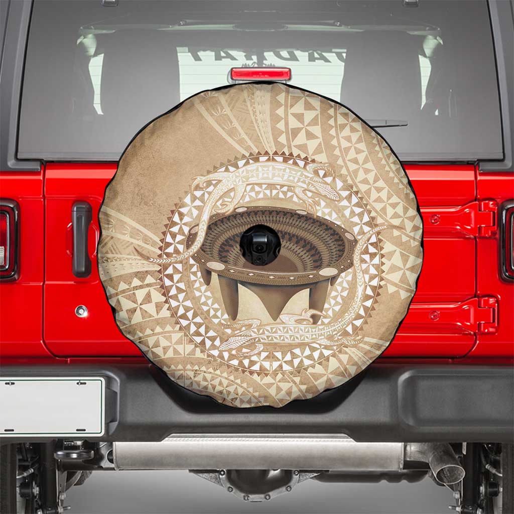 Tonga Skink Kava Bowl Spare Tire Cover Vintage Tongan Ngatu Pattern LT14 - Polynesian Pride