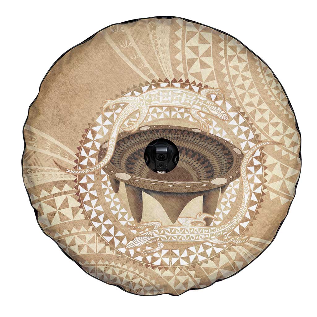 Tonga Skink Kava Bowl Spare Tire Cover Vintage Tongan Ngatu Pattern LT14 - Polynesian Pride