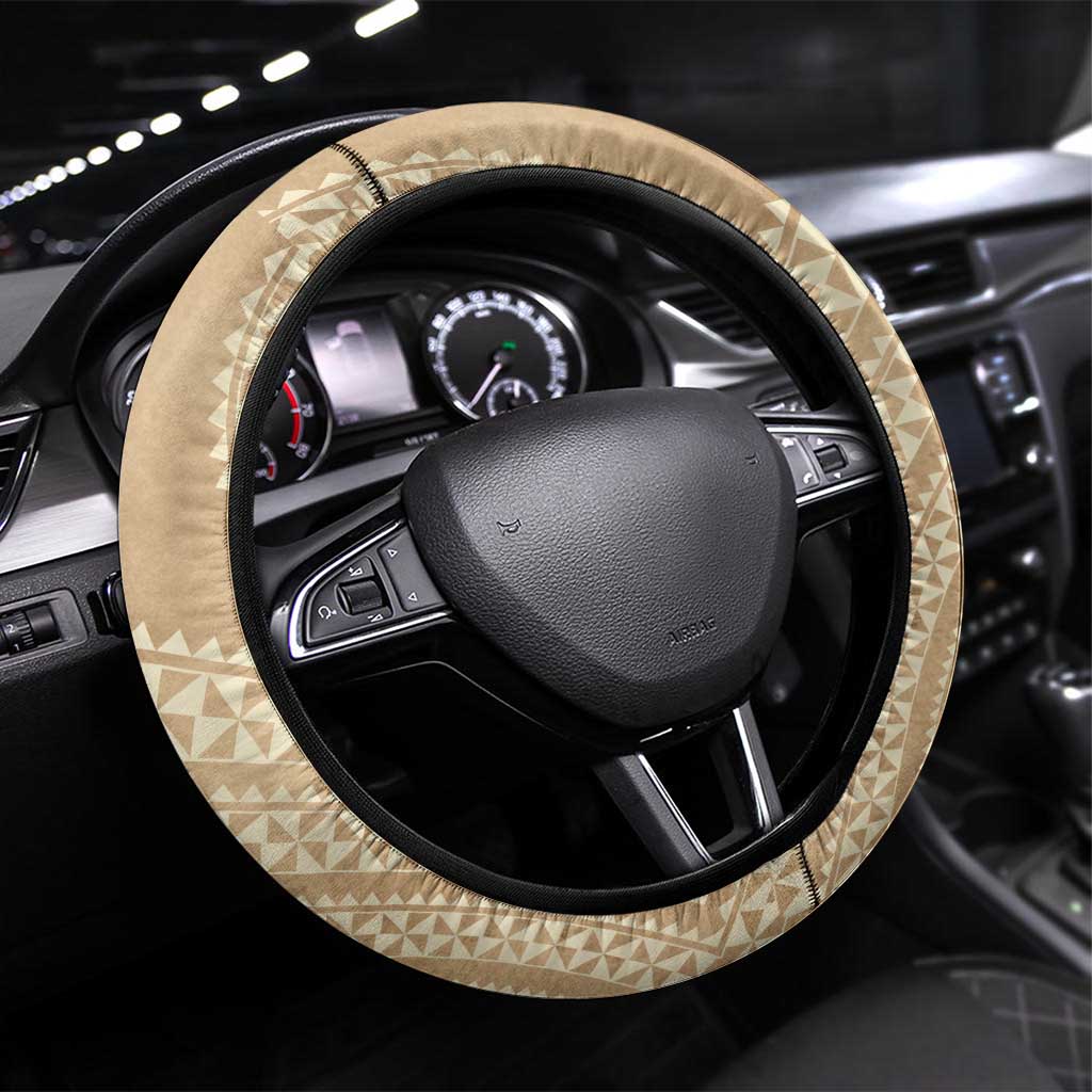 Tonga Skink Kava Bowl Steering Wheel Cover Vintage Tongan Ngatu Pattern LT14 Universal Fit Brown - Polynesian Pride