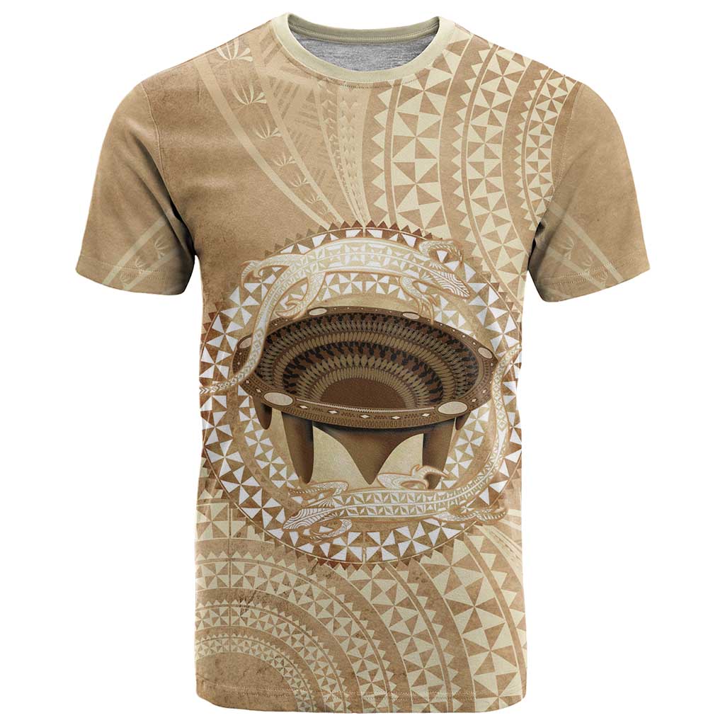 Tonga Skink Kava Bowl T Shirt Vintage Tongan Ngatu Pattern LT14 Brown - Polynesian Pride