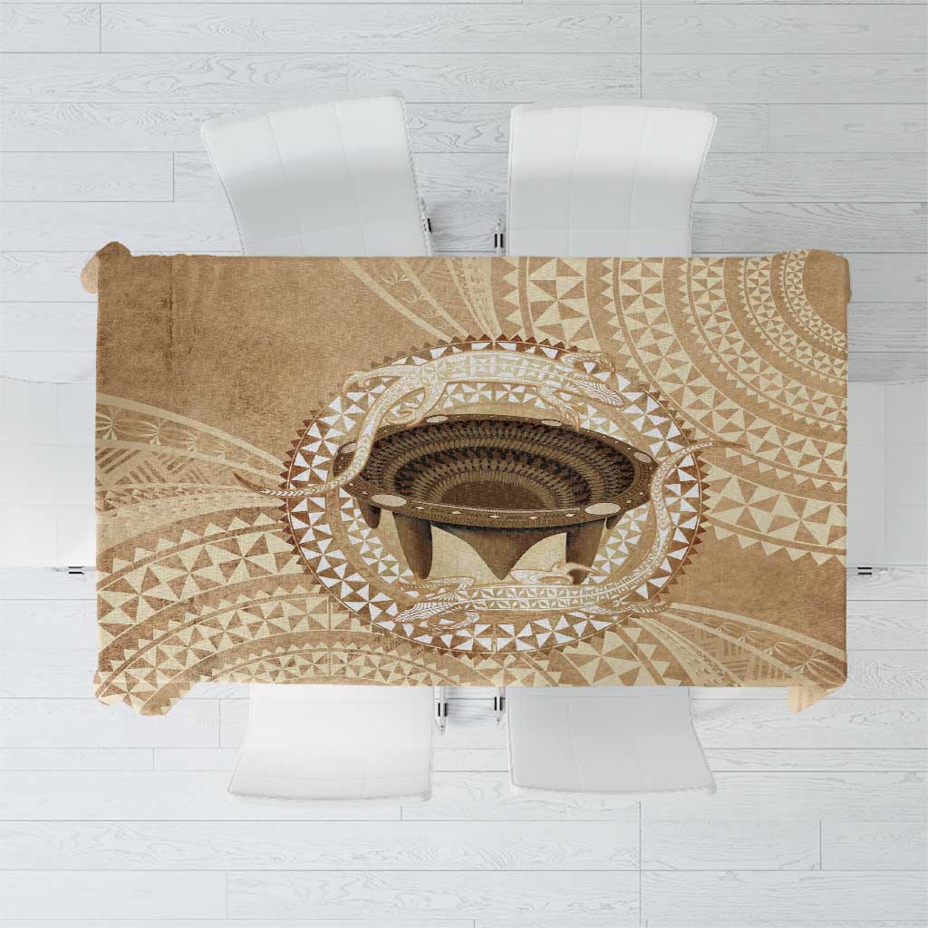 Tonga Skink Kava Bowl Tablecloth Vintage Tongan Ngatu Pattern LT14 Brown - Polynesian Pride