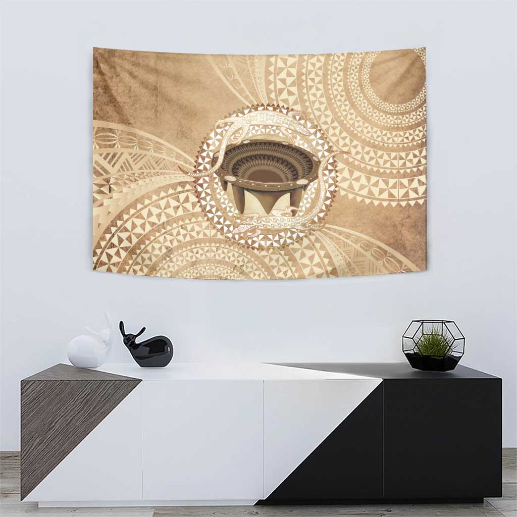 Tonga Skink Kava Bowl Tapestry Vintage Tongan Ngatu Pattern LT14 - Polynesian Pride