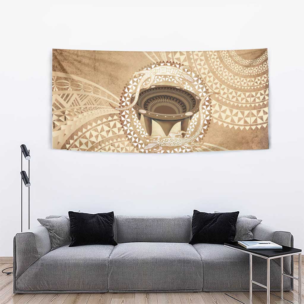 Tonga Skink Kava Bowl Tapestry Vintage Tongan Ngatu Pattern LT14 - Polynesian Pride