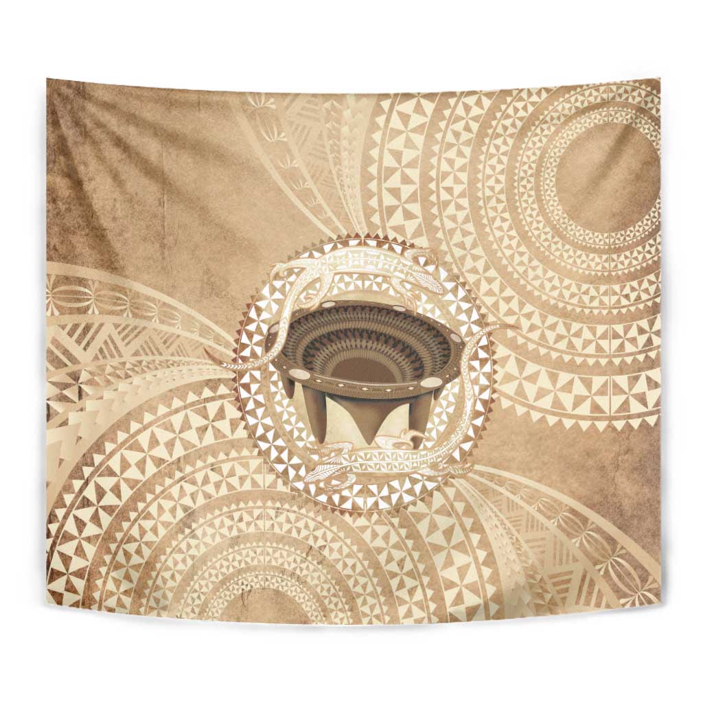 Tonga Skink Kava Bowl Tapestry Vintage Tongan Ngatu Pattern LT14 - Polynesian Pride