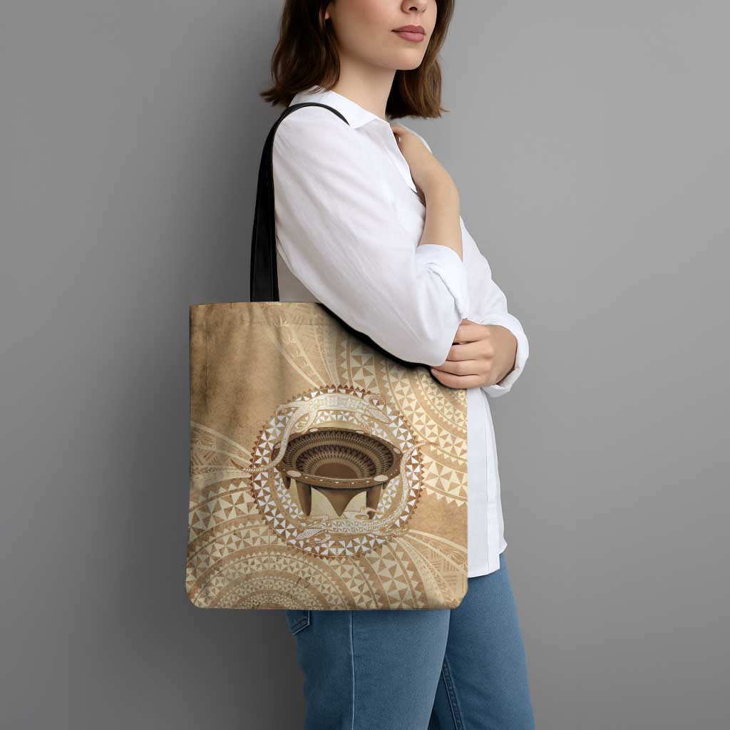 Tonga Skink Kava Bowl Tote Bag Vintage Tongan Ngatu Pattern LT14 - Polynesian Pride