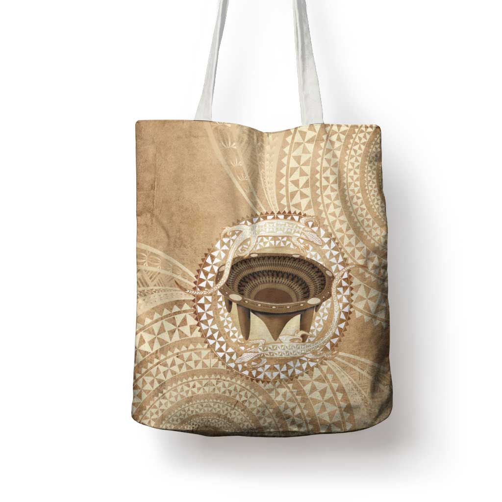 Tonga Skink Kava Bowl Tote Bag Vintage Tongan Ngatu Pattern LT14 - Polynesian Pride
