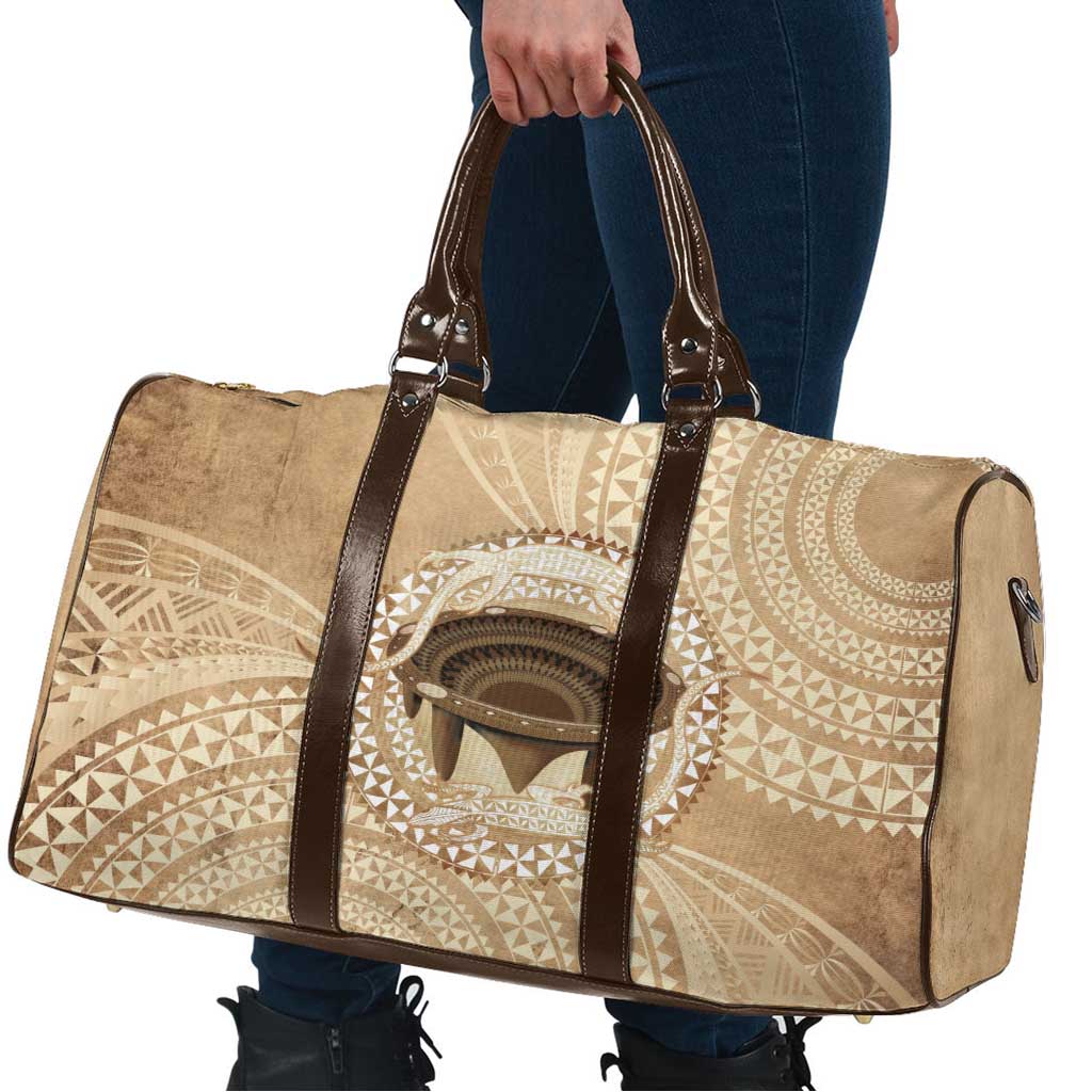 Tonga Skink Kava Bowl Travel Bag Vintage Tongan Ngatu Pattern