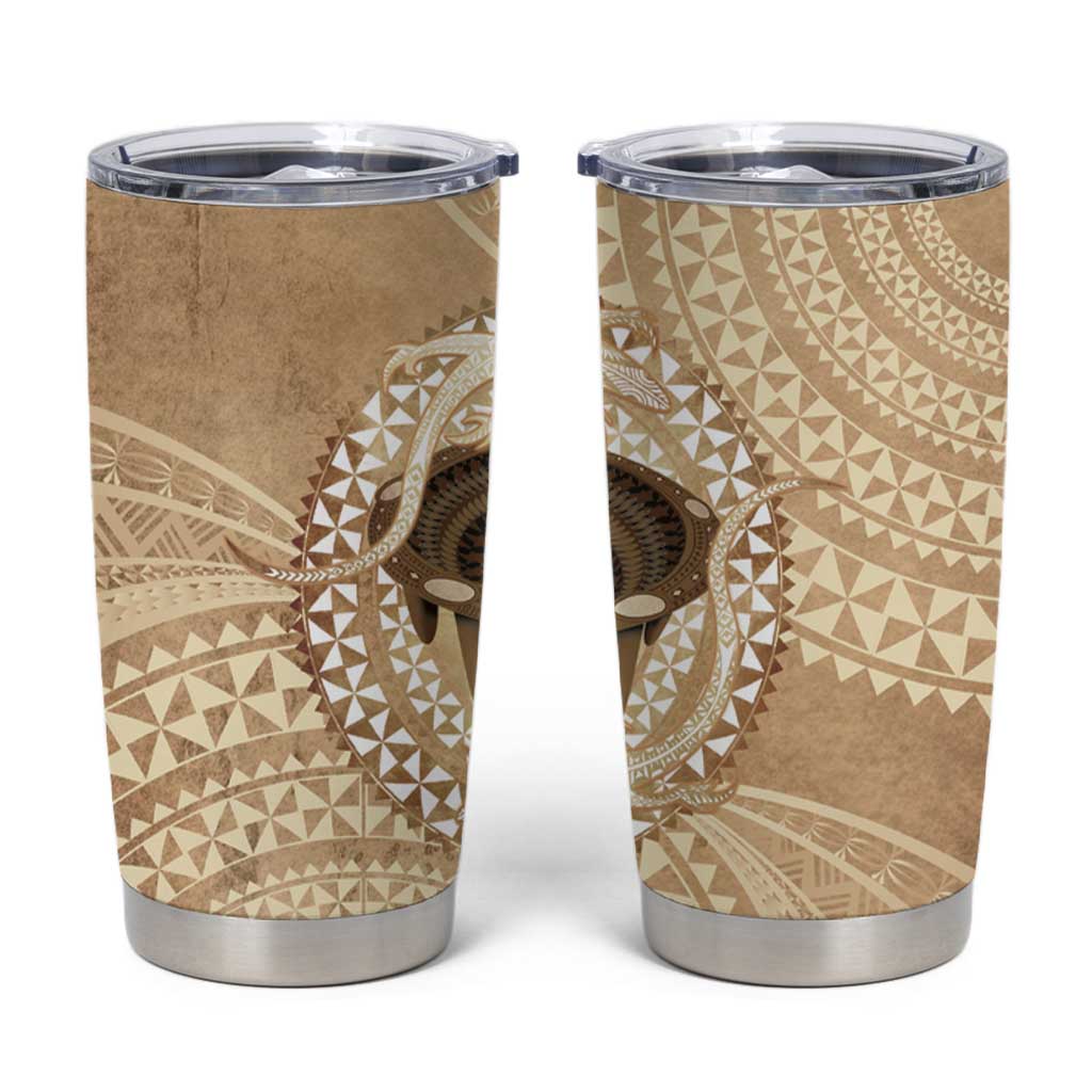Tonga Skink Kava Bowl Tumbler Cup Vintage Tongan Ngatu Pattern