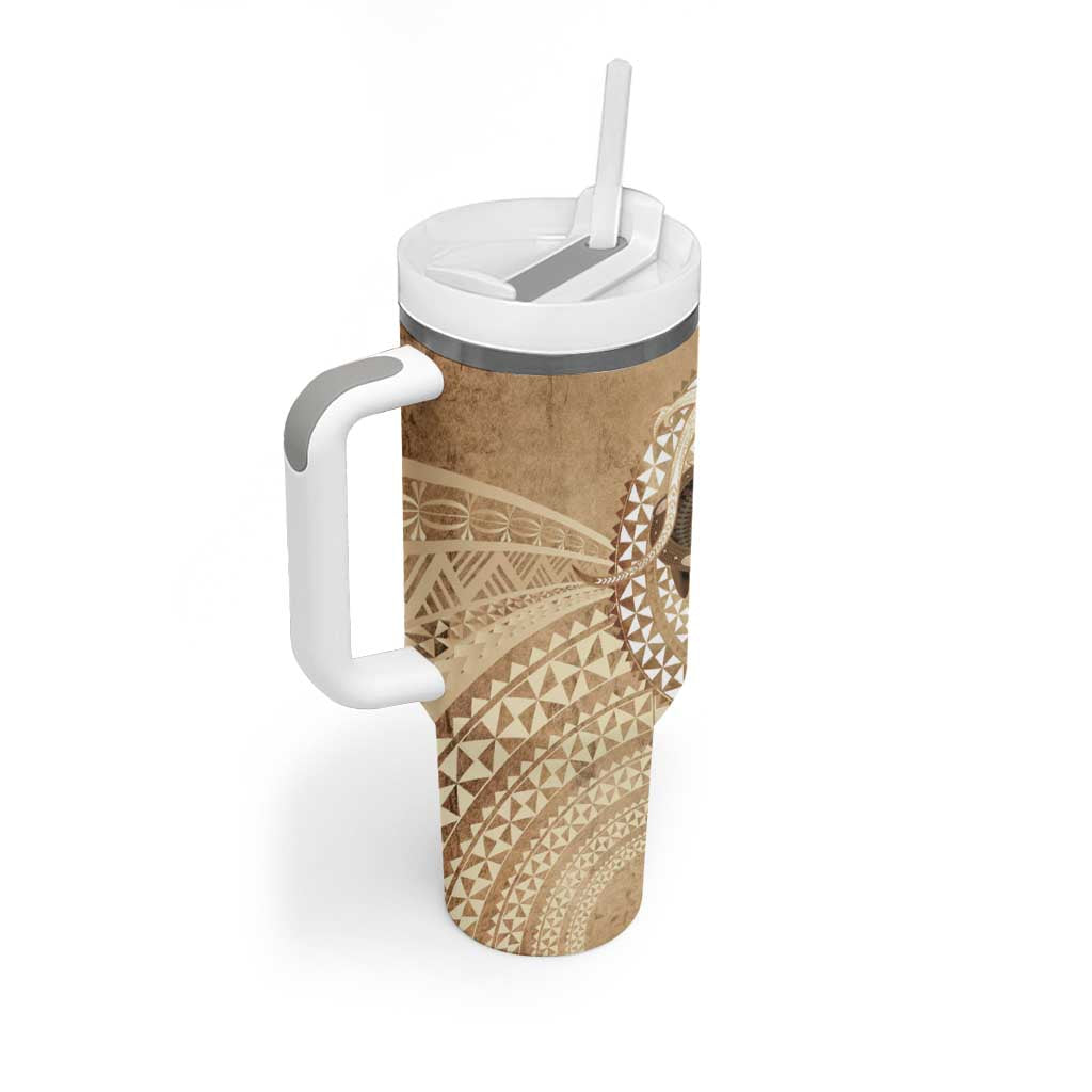 Tonga Skink Kava Bowl Tumbler With Handle Vintage Tongan Ngatu Pattern LT14 - Polynesian Pride