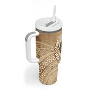 Tonga Skink Kava Bowl Tumbler With Handle Vintage Tongan Ngatu Pattern LT14 - Polynesian Pride
