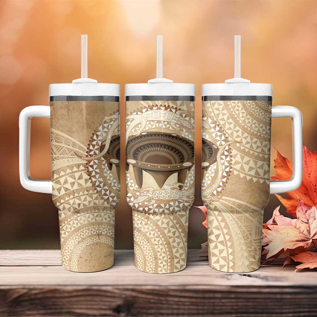 Tonga Skink Kava Bowl Tumbler With Handle Vintage Tongan Ngatu Pattern LT14 - Polynesian Pride