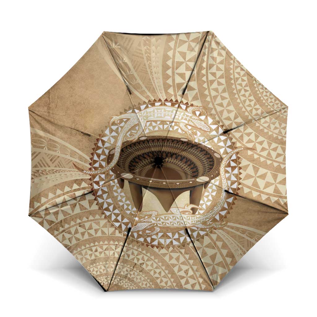 Tonga Skink Kava Bowl Umbrella Vintage Tongan Ngatu Pattern