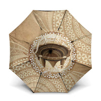 Tonga Skink Kava Bowl Umbrella Vintage Tongan Ngatu Pattern