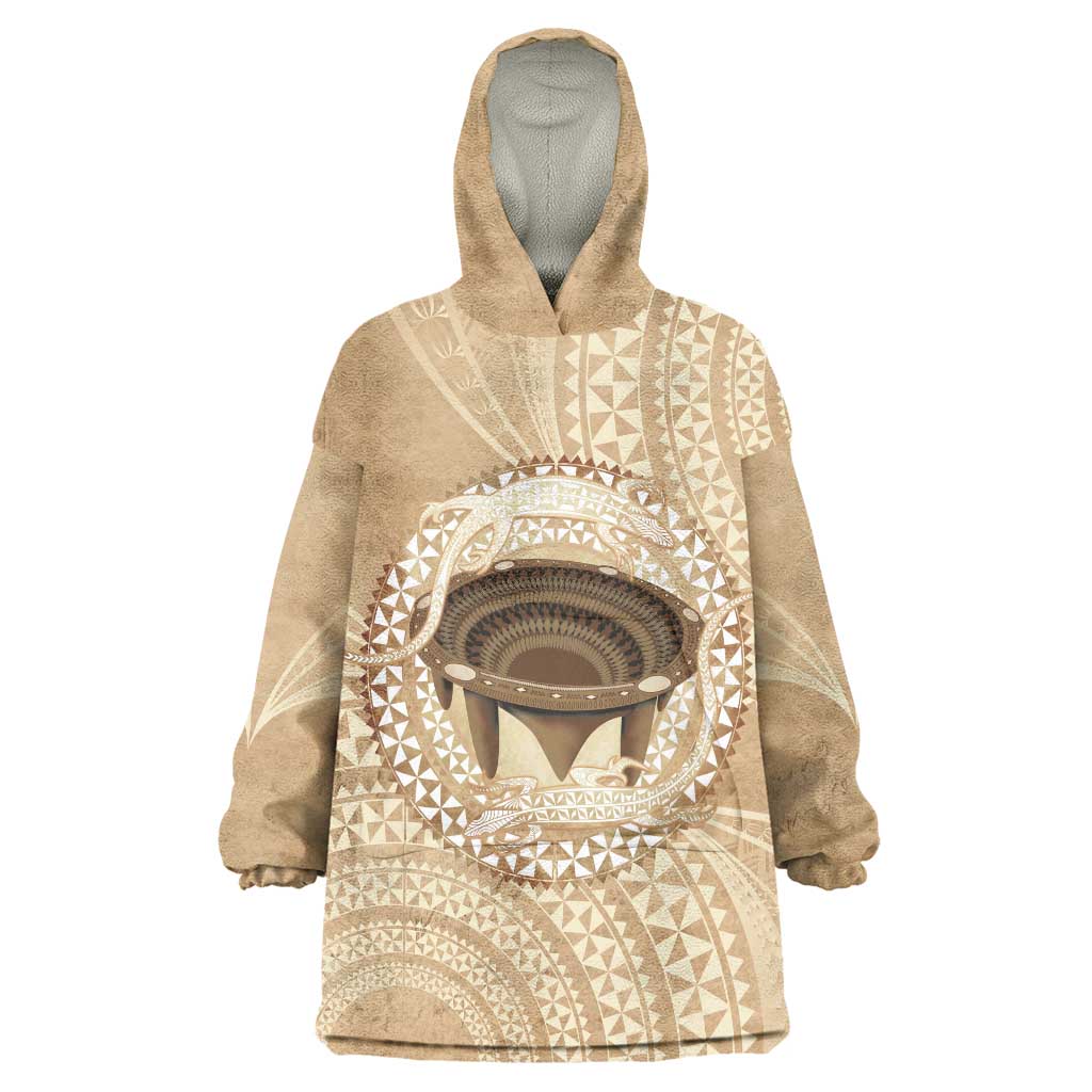 Tonga Skink Kava Bowl Wearable Blanket Hoodie Vintage Tongan Ngatu Pattern LT14 One Size Brown - Polynesian Pride