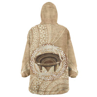 Tonga Skink Kava Bowl Wearable Blanket Hoodie Vintage Tongan Ngatu Pattern