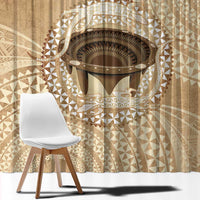 Tonga Skink Kava Bowl Window Curtain Vintage Tongan Ngatu Pattern LT14 - Polynesian Pride