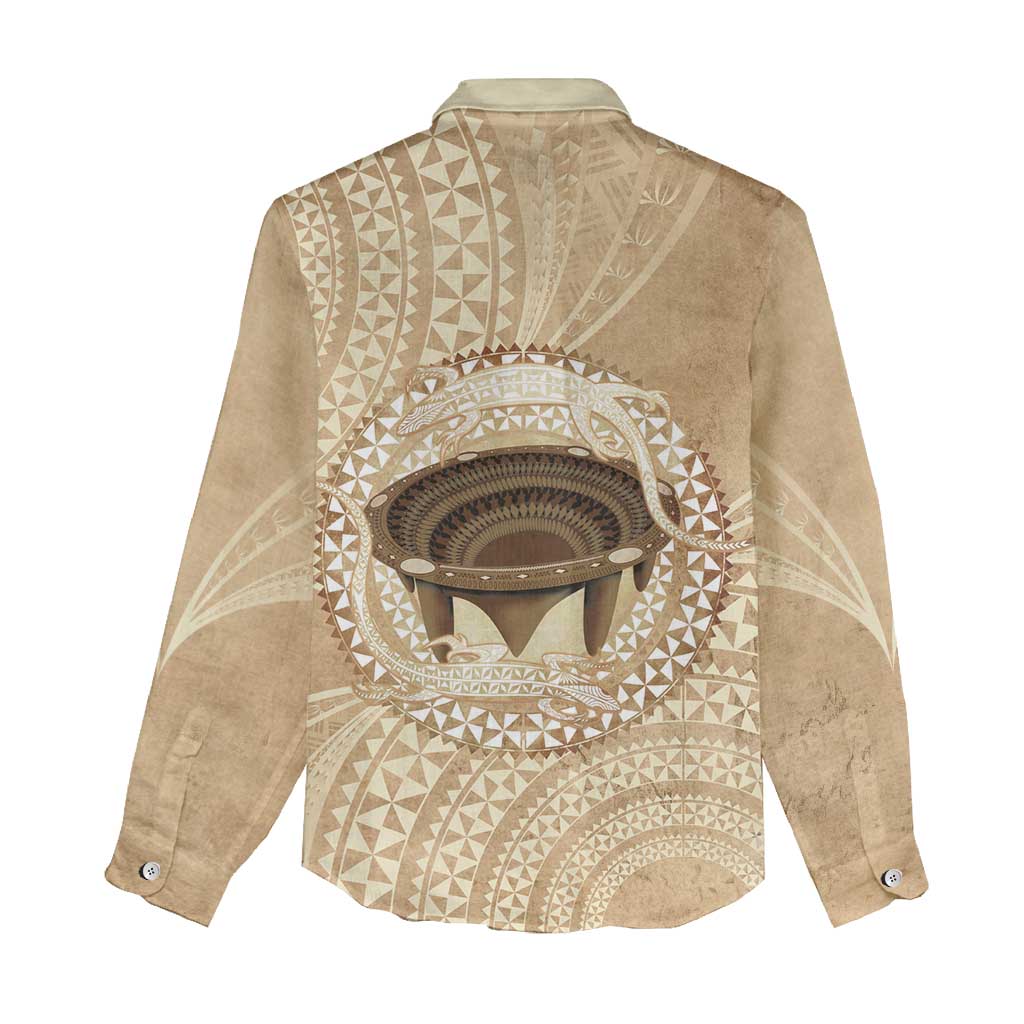 Tonga Skink Kava Bowl Women Casual Shirt Vintage Tongan Ngatu Pattern LT14 - Polynesian Pride