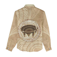 Tonga Skink Kava Bowl Women Casual Shirt Vintage Tongan Ngatu Pattern LT14 - Polynesian Pride