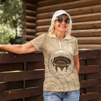 Tonga Skink Kava Bowl Women Polo Shirt Vintage Tongan Ngatu Pattern LT14 - Polynesian Pride