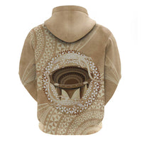 Tonga Skink Kava Bowl Zip Hoodie Vintage Tongan Ngatu Pattern LT14 - Polynesian Pride