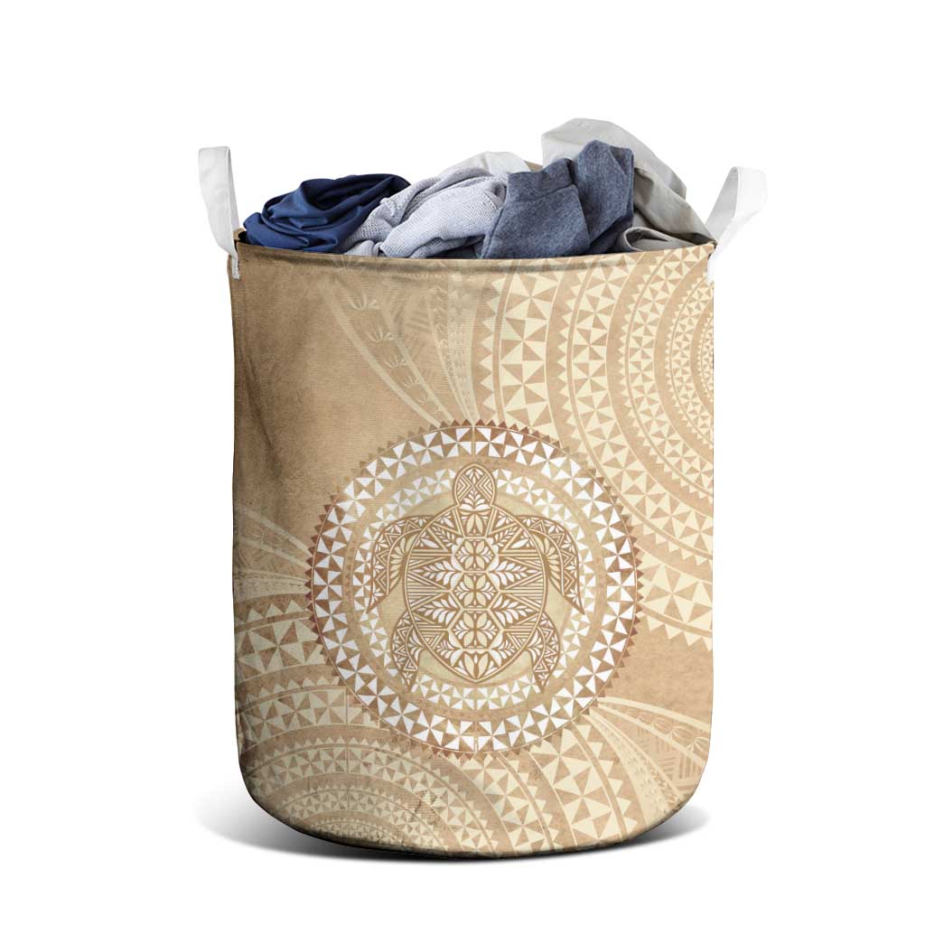 Tonga Ngatu Turtle Laundry Basket Vintage Tongan Tapa Cloth