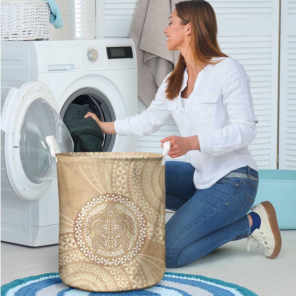 Tonga Ngatu Turtle Laundry Basket Vintage Tongan Tapa Cloth
