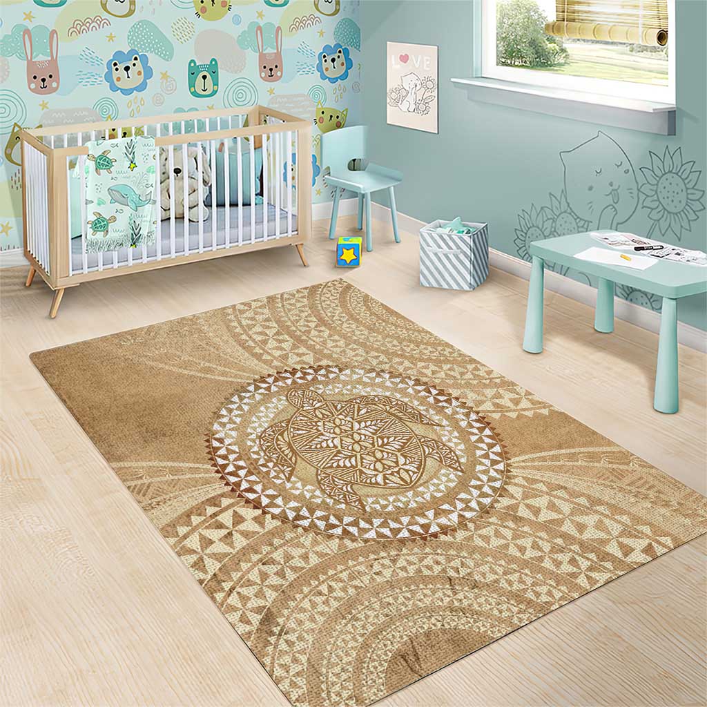 Tonga Ngatu Turtle Area Rug Vintage Tongan Tapa Cloth