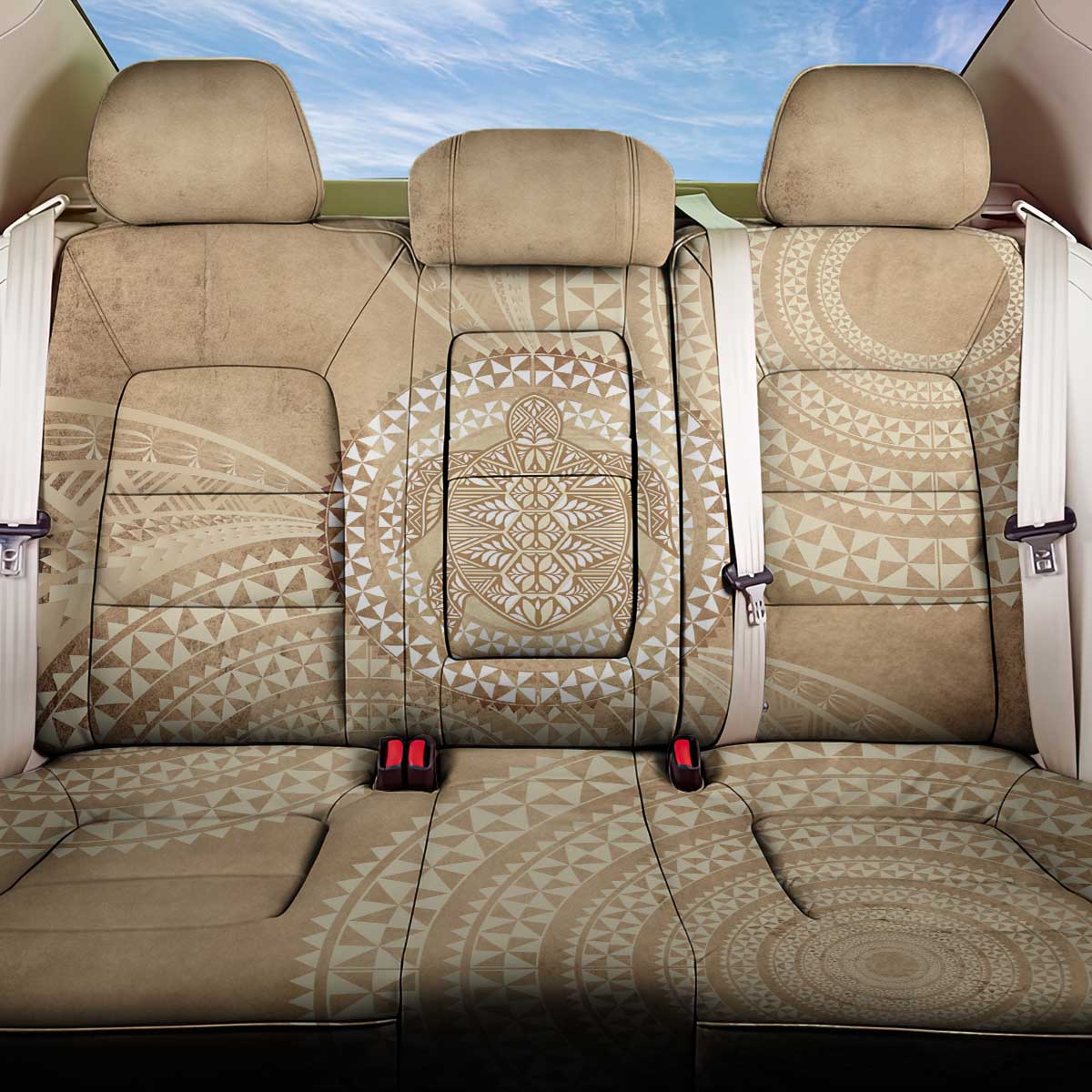 Tonga Ngatu Turtle Back Car Seat Cover Vintage Tongan Tapa Cloth LT14 One Size Brown - Polynesian Pride