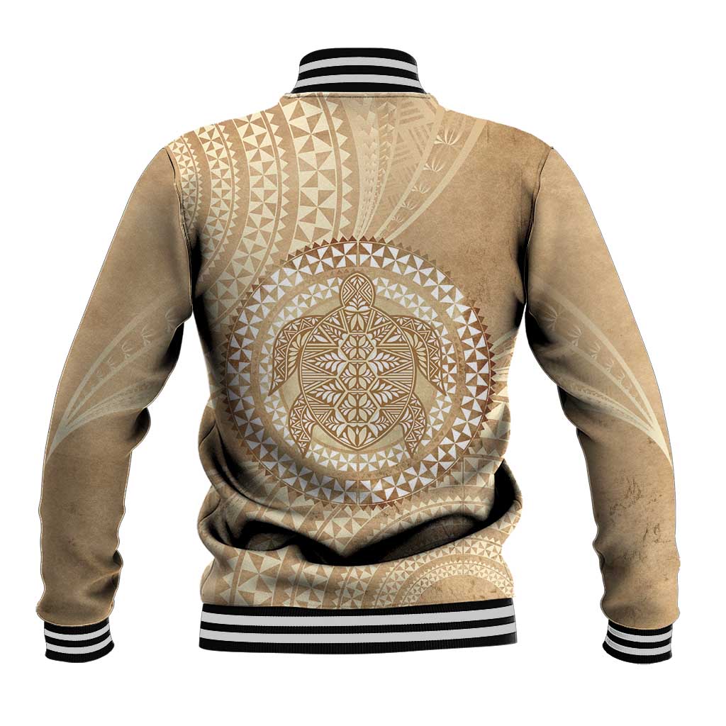 Tonga Ngatu Turtle Baseball Jacket Vintage Tongan Tapa Cloth LT14 - Polynesian Pride