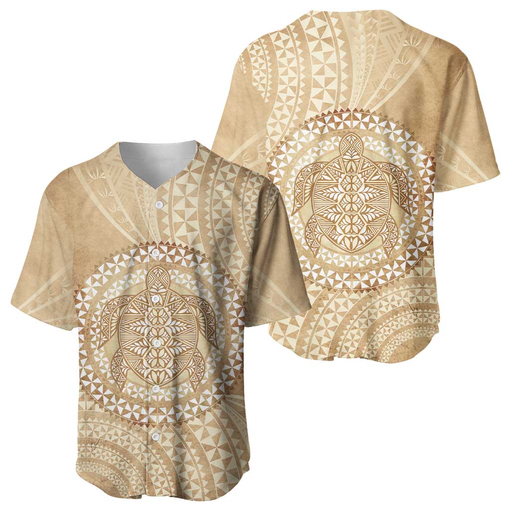 Tonga Ngatu Turtle Baseball Jersey Vintage Tongan Tapa Cloth LT14 - Polynesian Pride