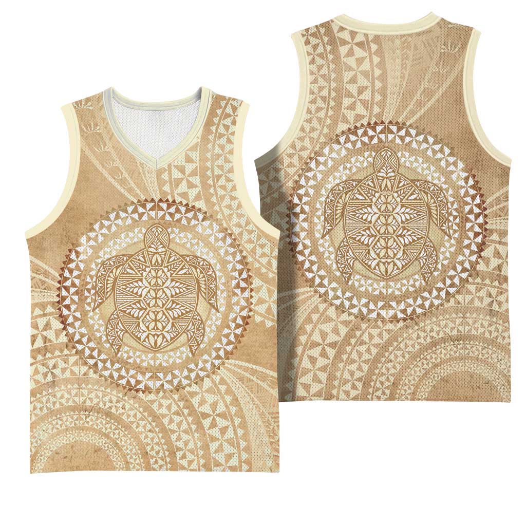 Tonga Ngatu Turtle Basketball Jersey Vintage Tongan Tapa Cloth LT14 - Polynesian Pride